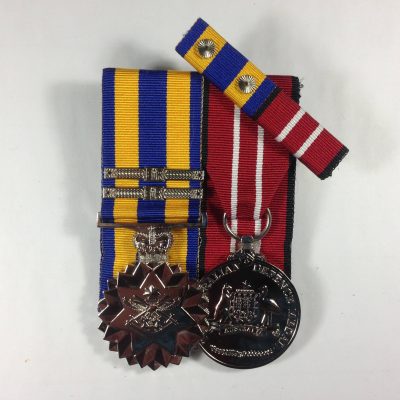 Defence Force Service Medal + 2 clasps Australian Defence Medal + Ribbon Bar